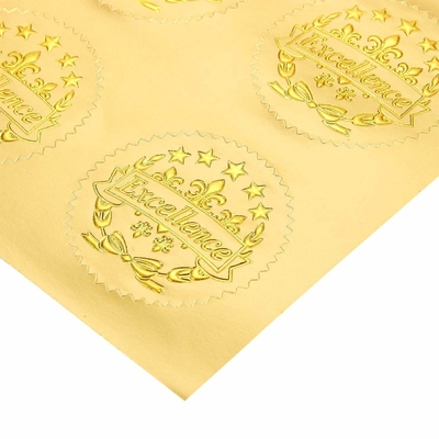 Hot Stamping Gold Foil Seals , Easy Application Gold Embossed Stickers