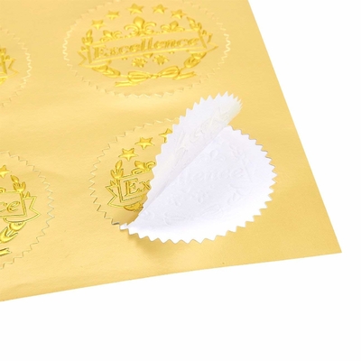 Hot Stamping Gold Foil Seals , Easy Application Gold Embossed Stickers
