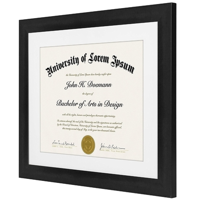Black Certificate Document Frame , 11x14 Certificate Frame With Dispensable Mat
