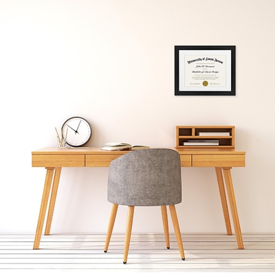 Black Certificate Document Frame , 11x14 Certificate Frame With Dispensable Mat