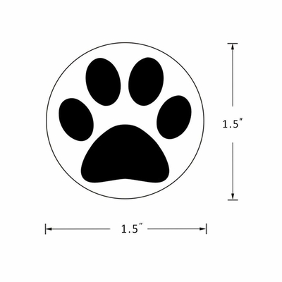 Permanent Adhesive Circle Stickers 500psc / Roll With Black Puppy Paw / Bear Paw Design