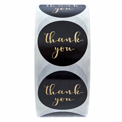 Faux Glitter Thank You Stickers 1.5 Inches Diameter Circle Labels