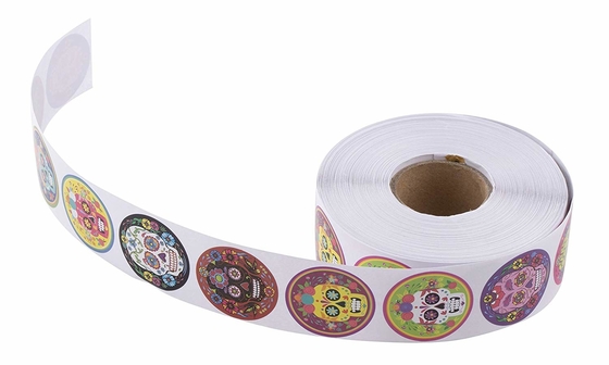 1000 Count Paper Label Tags , Kids Mexican Sugar Skull Self Adhesive Labels