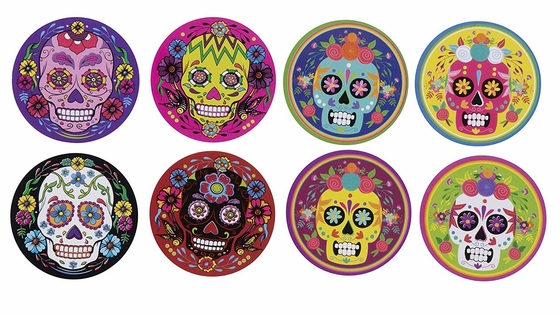 1000 Count Paper Label Tags , Kids Mexican Sugar Skull Self Adhesive Labels