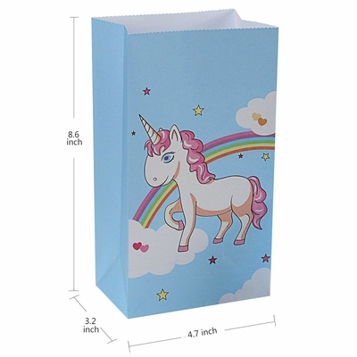 Blue Color 100gsm Craft Printed Paper Bags Unicorn Design CE / SGS Approval
