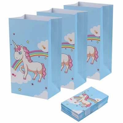 Blue Color 100gsm Craft Printed Paper Bags Unicorn Design CE / SGS Approval