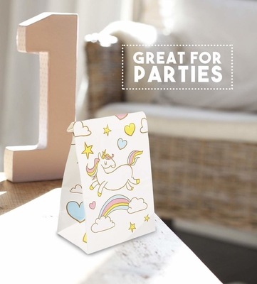 36 Packs Kraft Gift Bags / Kraft Paper Bags 5.2x8.7x3.3 Inches For Unicorn Party