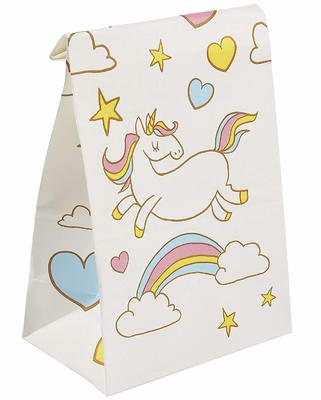 Unicorn Pattern Printed Paper Bags 120gsm Kraft Paper Made With Gold Glitter