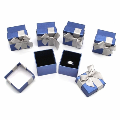 Square Shape Color Paper Box CE / SGS Certified With Blue Bowtie