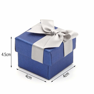 Square Shape Color Paper Box CE / SGS Certified With Blue Bowtie