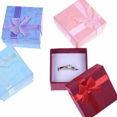 24pcs Assorted Color Paper Box Square Pattern For Ring / Earring / Jewelry
