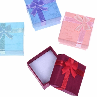 24pcs Assorted Color Paper Box Square Pattern For Ring / Earring / Jewelry