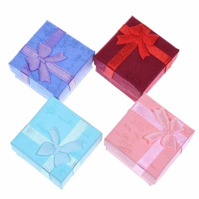 24pcs Assorted Color Paper Box Square Pattern For Ring / Earring / Jewelry