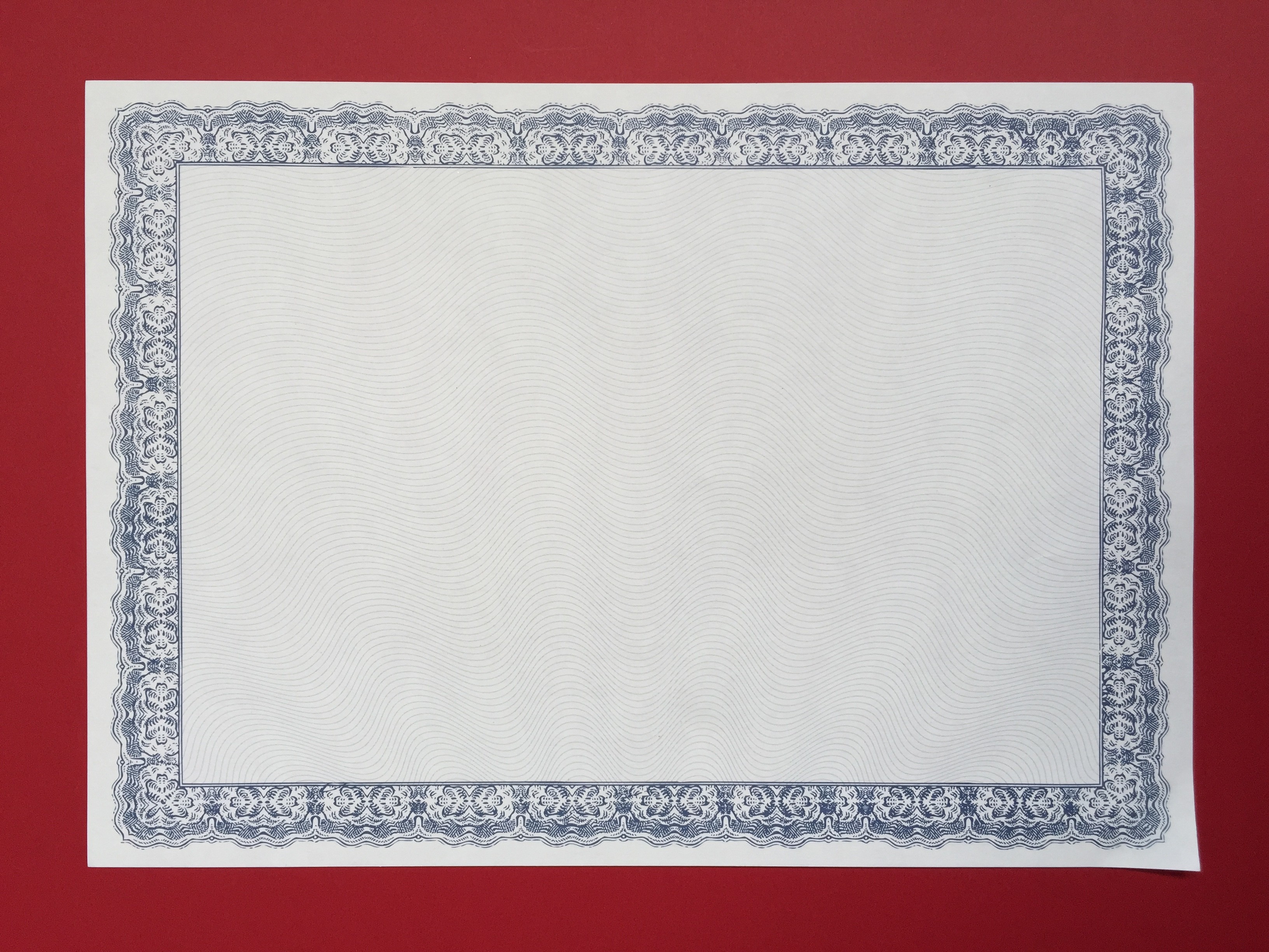 Professional Blank Certificate Paper Blue Color Certificate Inner Paper