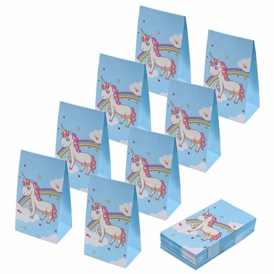 Blue Color 100gsm Craft Printed Paper Bags Unicorn Design CE / SGS Approval