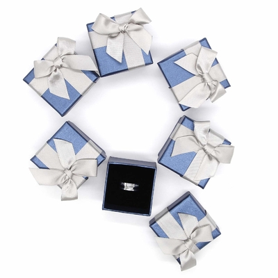 Square Shape Color Paper Box CE / SGS Certified With Blue Bowtie